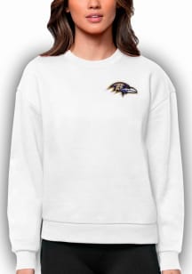 Antigua Baltimore Ravens Womens White Victory Crew Sweatshirt