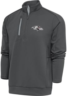 Antigua Baltimore Ravens Mens Grey Metallic Logo Generation Long Sleeve Qtr Zip Pullover