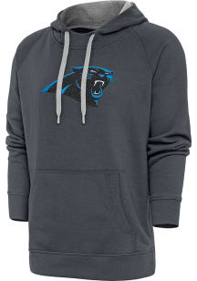 Antigua Carolina Panthers Mens Charcoal Chenille Logo Victory Long Sleeve Hoodie