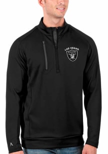 Antigua Las Vegas Raiders Mens Black Text Generation Long Sleeve Qtr Zip Pullover