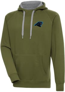 Antigua Carolina Panthers Mens Olive Victory Long Sleeve Hoodie