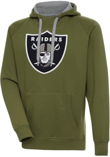 Antigua Las Vegas Raiders Mens Olive Full Front Victory Long Sleeve Hoodie