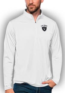 Antigua Las Vegas Raiders Mens White Text Tribute Long Sleeve Qtr Zip Pullover