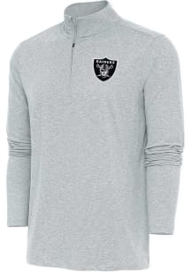 Antigua Las Vegas Raiders Mens Grey Hunk Long Sleeve Qtr Zip Pullover