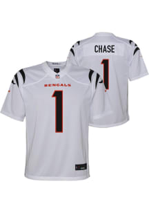 Ja'Marr Chase Cincinnati Bengals Youth White Nike Away Football Jersey