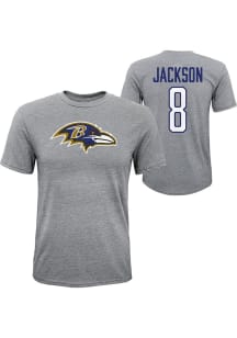 Lamar Jackson Baltimore Ravens Youth Grey Grinder NN Player Tee