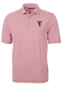 Cutter and Buck Atlanta Falcons Mens Cardinal Historic Virtue Eco Pique Stripe Short Sleeve Polo