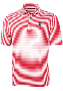 Cutter and Buck Atlanta Falcons Mens Red Historic Virtue Eco Pique Stripe Short Sleeve Polo