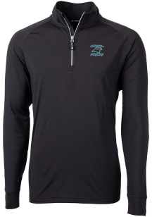 Cutter and Buck Carolina Panthers Mens Black Historic Adapt Eco Knit Long Sleeve Qtr Zip Pullove..