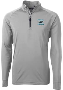 Cutter and Buck Carolina Panthers Mens Grey Historic Adapt Eco Knit Long Sleeve Qtr Zip Pullover