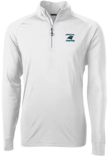 Cutter and Buck Carolina Panthers Mens White HISTORIC Adapt Eco Long Sleeve Qtr Zip Pullover