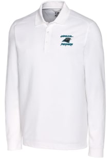 Cutter and Buck Carolina Panthers Mens White HISTORIC Advantage Long Sleeve Polo Shirt