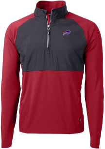 Cutter and Buck Buffalo Bills Mens Red Logo Adapt Eco Hybrid Long Sleeve Qtr Zip Pullover