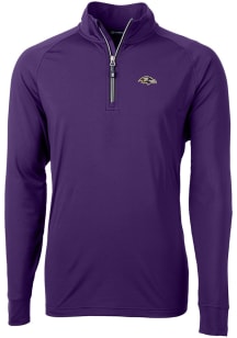 Cutter and Buck Baltimore Ravens Mens Purple Adapt Eco Knit Long Sleeve Qtr Zip Pullover