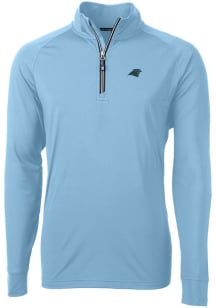 Cutter and Buck Carolina Panthers Mens Light Blue Adapt Eco Knit Long Sleeve Qtr Zip Pullover