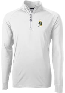 Cutter and Buck Green Bay Packers Mens White Historic Adapt Eco Knit Long Sleeve Qtr Zip Pullove..