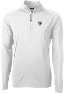 Cutter and Buck Los Angeles Chargers Mens White Historic Adapt Eco Knit Long Sleeve Qtr Zip Pull..