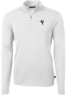 Cutter and Buck Indianapolis Colts Mens White Historic Virtue Eco Pique Long Sleeve Qtr Zip Pull..