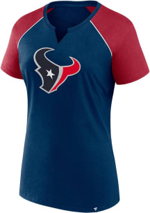 Houston Texans Womens Blue Glittered Short Sleeve T-Shirt