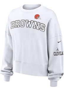 Nike Cleveland Browns Womens White Oversized Primetime Crew Sweatshirt