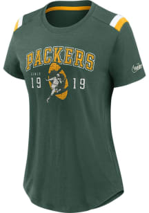 Nike Green Bay Packers Womens Green Historic Slub Short Sleeve T-Shirt