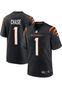 Ja'Marr Chase   Cincinnati Bengals Black Home Game Football Jersey