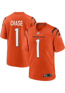 Ja'Marr Chase   Cincinnati Bengals Orange Alternate Game Football Jersey