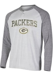 Green Bay Packers Mens Grey Raglan Big and Tall Long Sleeve T-Shirt