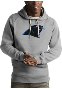 Antigua Carolina Panthers Mens Grey Full Front Victory Long Sleeve Hoodie