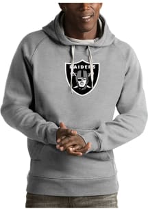 Antigua Las Vegas Raiders Mens Grey Full Front Victory Long Sleeve Hoodie