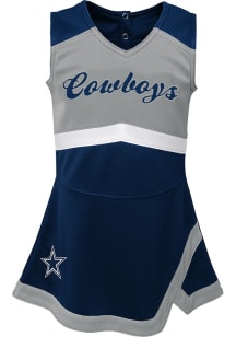 Dallas Cowboys Toddler Girls Navy Blue Captain Dress Sets Cheer Dress