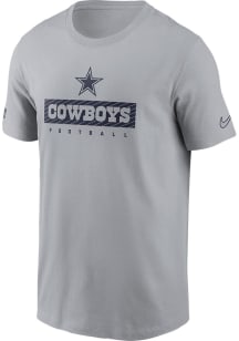 Nike Dallas Cowboys Grey Sideline Team Issue Short Sleeve T Shirt