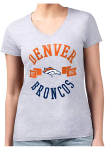 4Her Denver Broncos Womens Grey City Fitted Design Short Sleeve T-Shirt