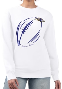 4Her Baltimore Ravens Womens White Subtle Football Crew Sweatshirt