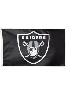 Las Vegas Raiders 3x5 Logo Black Silk Screen Grommet Flag