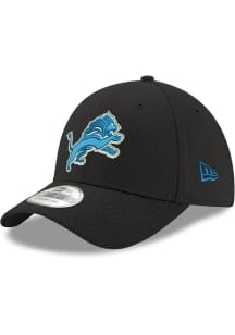 New Era Detroit Lions Mens Black Primary Logo Diamond Era 39THIRTY Iconic Flex Hat