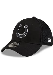 New Era Indianapolis Colts Mens Black Black and White Logo 39THIRTY Flex Hat