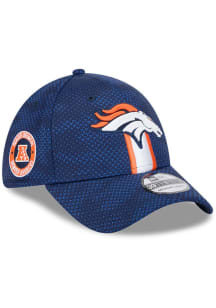 New Era Denver Broncos Mens Navy Blue 2024 Sideline OTC 39THIRTY Flex Hat