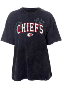 New Era Kansas City Chiefs Womens Black Washed Oversized Short Sleeve T-Shirt