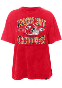 New Era Kansas City Chiefs Womens Red Washed Helmet Short Sleeve T-Shirt